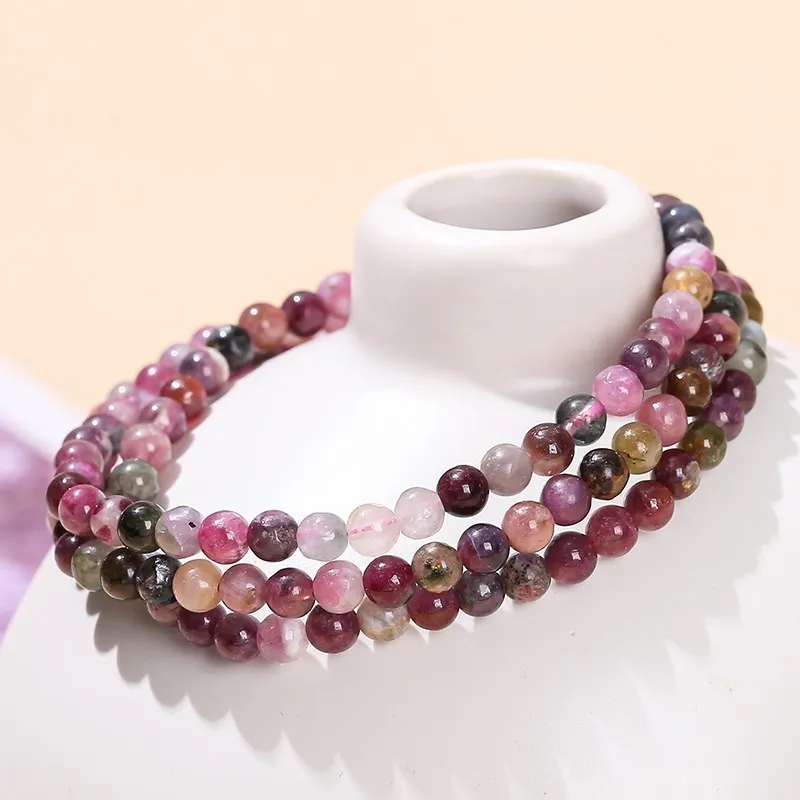 JD Natural Muticolor Tourmaline Multi-Layer Bracelet Women Fashion Small Bead 3 4mm Reiki Healing Energy Strand Bracelet Jewelry view 4