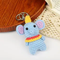 Cute Knitting Keychain Creative Knitted Elephant Car Keychain Wholesale Weaved Penguin Keyrings Small Animal Keys Accessories