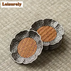 2pc/set Creative Alloy Rattan Coasters  for Coffee Cups Anti-scald Placemats White Tea Mat Tea Services Accessories Collection