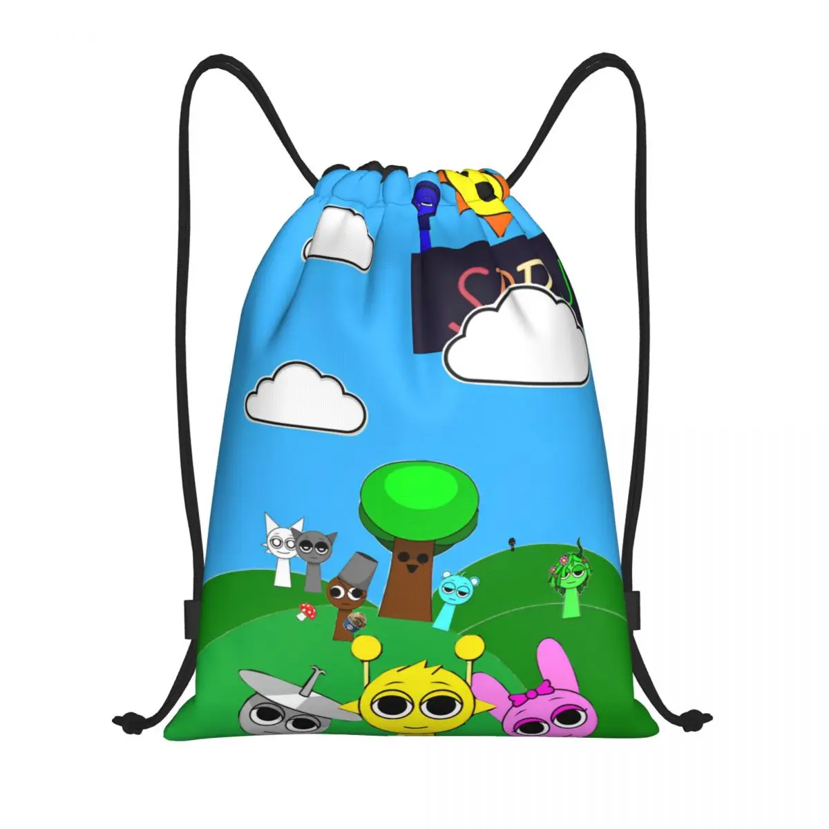 

Sprunki Incredibox Game Рюкзак на шнурке Спортивный рюкзак для спортзала Сумка на шнурке для пеших прогулок