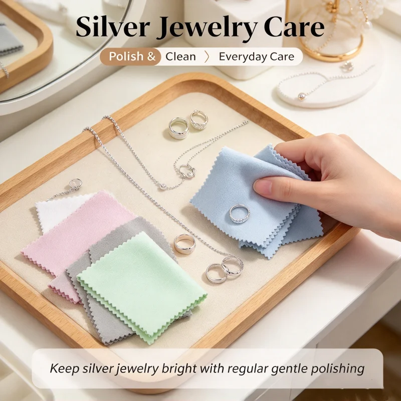 100pcs Double-sided Suede Jewelry Polishing Cloths Effectively Removes Stains Cloths For Silverware Portable Cleaning Cloths