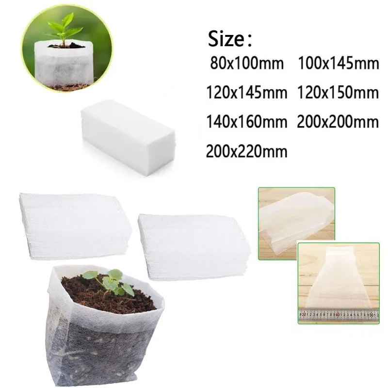 25 - 100PC Biodegradable Seedling Bags Non - Woven Breathable Grow Bags for Vegetable Flower Garden Nursery Hot Sale