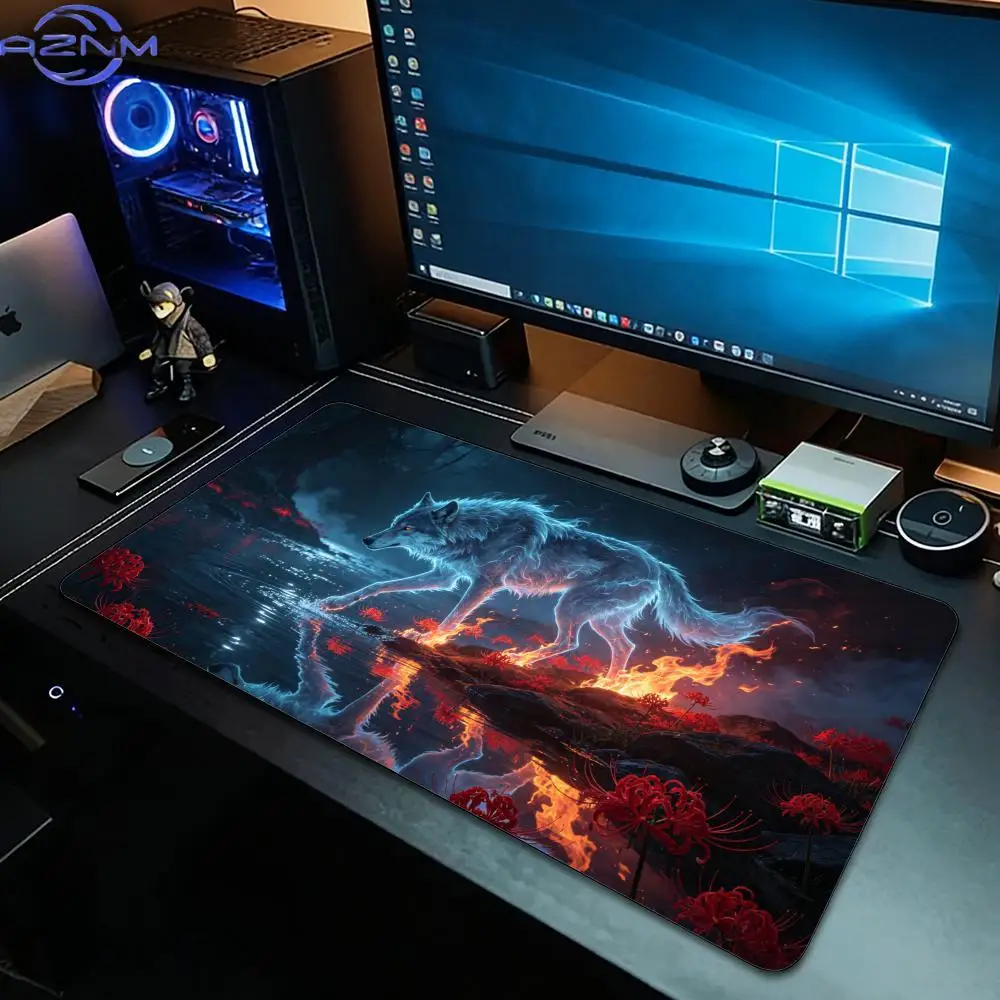 Celestial Wolf Mouse Pad L Large Computer Office Game Table Mats Rubber Anti-slip Gaming Keyboard Mousepads Long Desk Pads 40x90