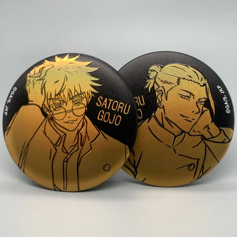 

Anime Jujutsu Kaisen Geto Suguru Satoru Gojo Cosplay Black Gold Relief Brooch Imitation Badge Backpack Decoration Xmas Gift