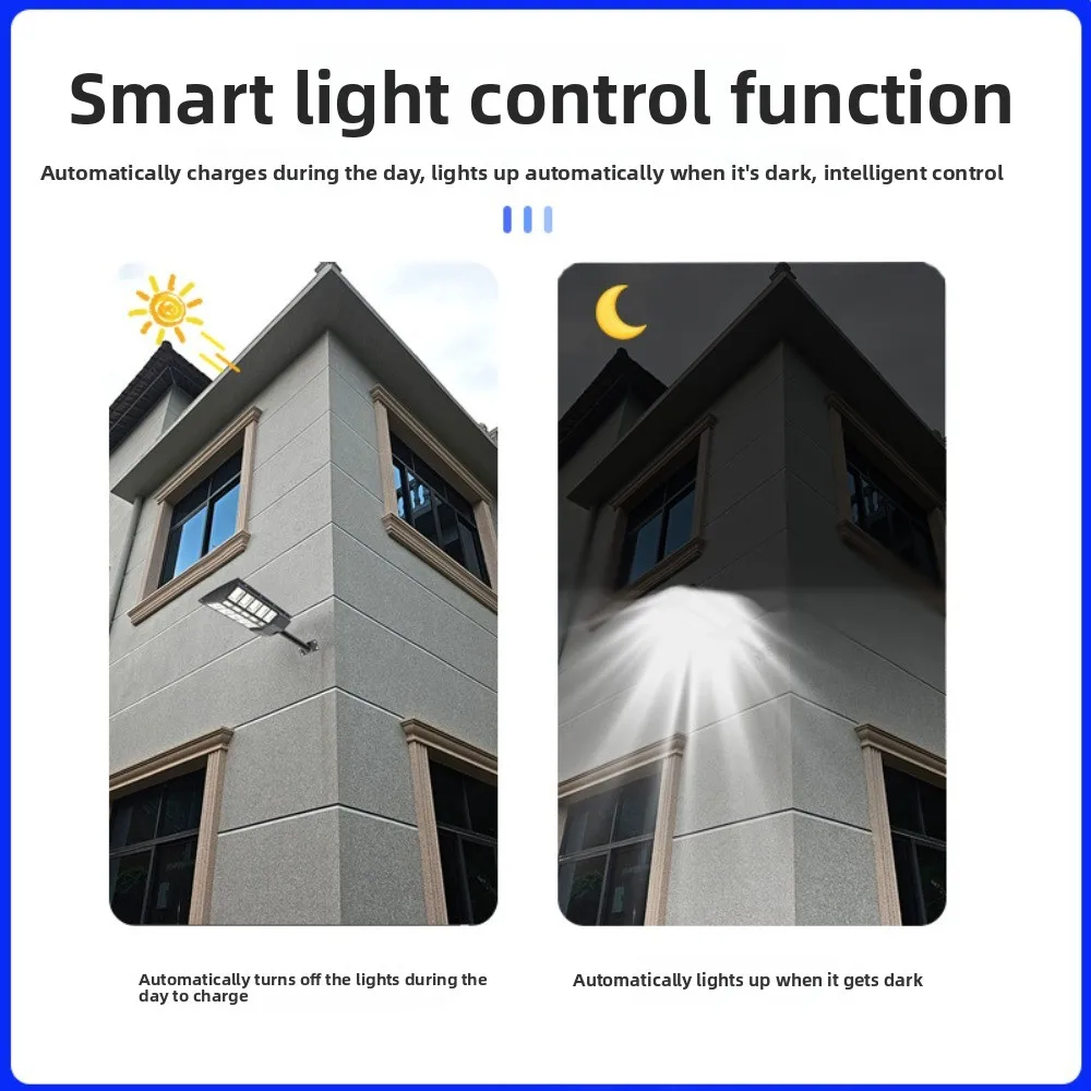 500W Outdoor Light Home Lighting Courtyard Wall Light LED High Power Waterproof High Brightness Solar Integrated Street Light
