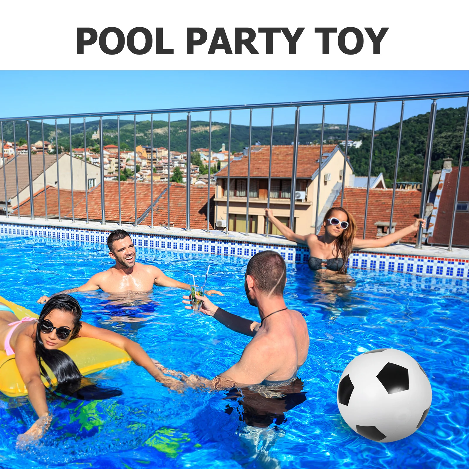 كرة قدم كبيرة قابلة للنفخ مقاس 60 سم من مادة PVC العملاقة، كرة قدم خارجية على الشاطئ وحمام السباحة وألعاب مائية كرة رياضية للأطفال