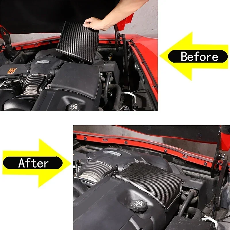 For 2005-2013 Chevrolet Corvette C6 Real Carbon Fiber Car Air Filter Protective Cover Sticker Decorative Protective Accessories