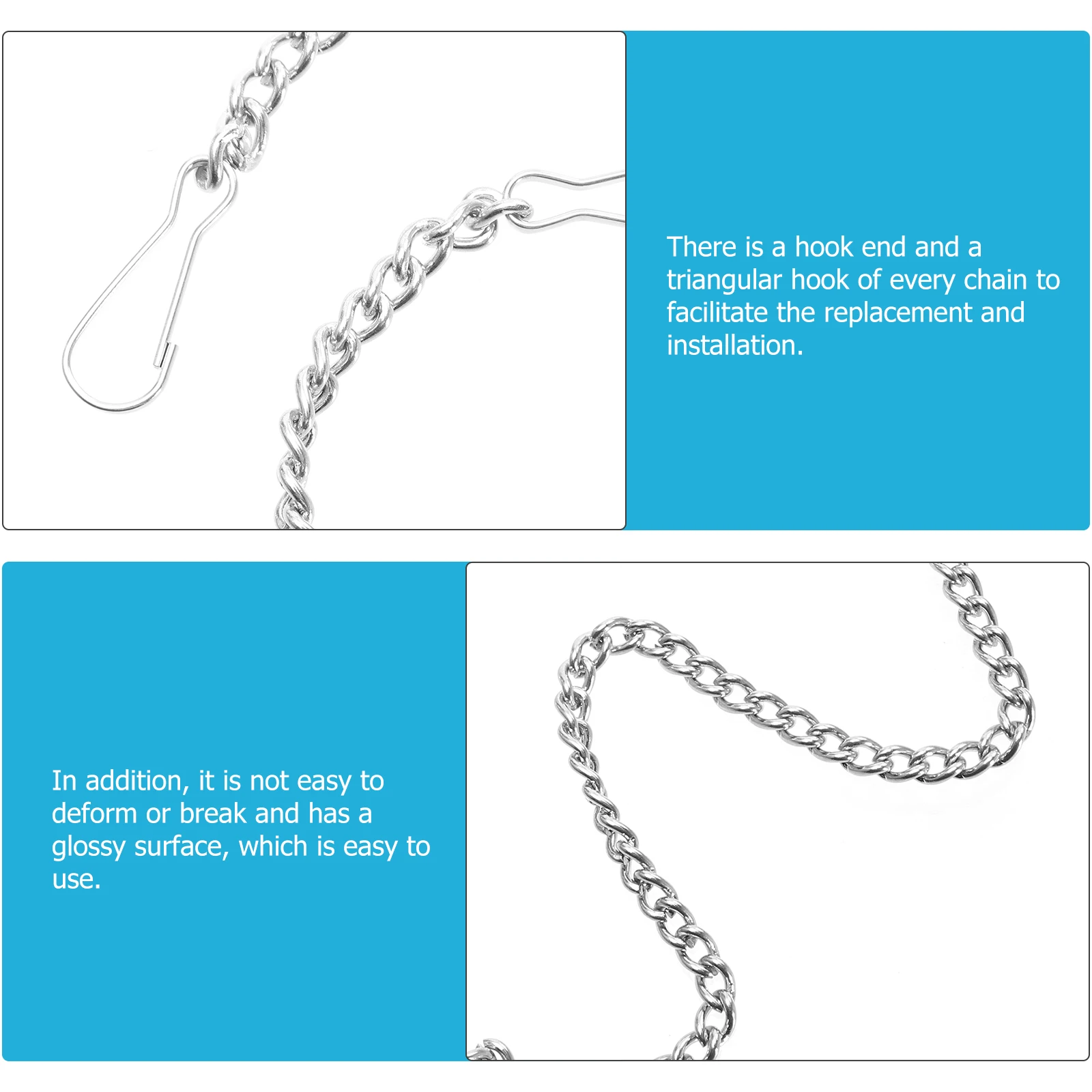 

6 Pcs Stainless Steel Toilet Flapper Chain for Baffle Replacement Suitable Most Standard Sizes Anti Rust Metal Handle Lift Chain