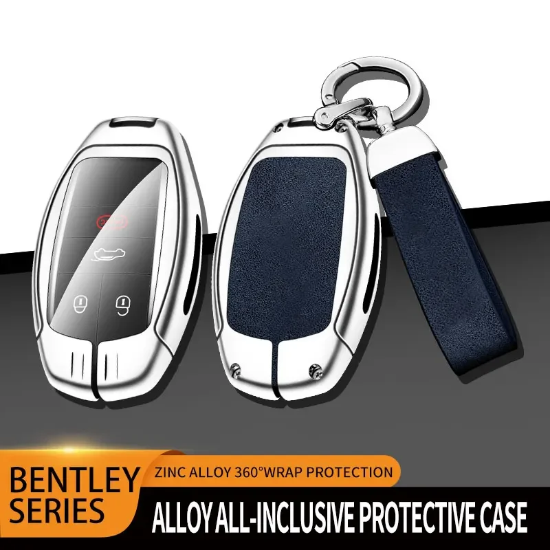 Zinc Alloy Leather Car Smart Key Cover Case Bag Protector Keychain For Bentley 18 Bentayga new Continental GT Auto Accessories