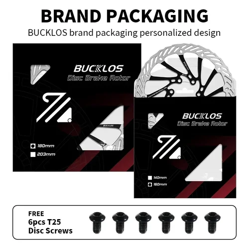 Imagen 2 del producto BUCKLOS-Rotor de freno de disco hidráulico ultraligero para bicicleta de montaña, disco de freno de bicicleta de carreras de carretera de montaña de 160/180/203mm con 6 pernos gratis