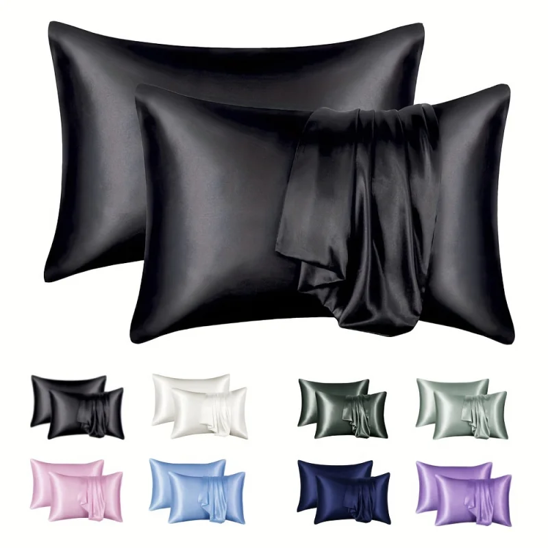 1Pure Color Simulation Satin Pillowcase Household Bedding Envelope Pillow