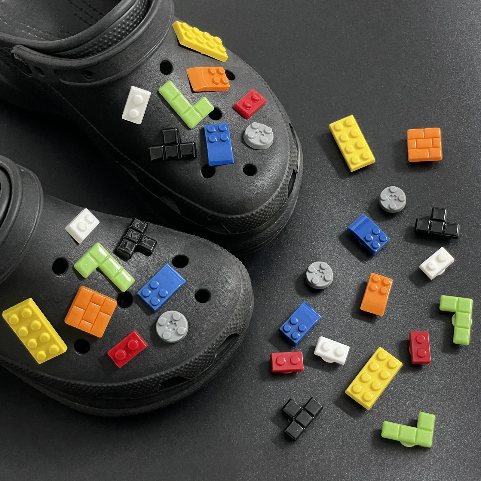 3D Building Block Shaped Shoe Charms for Clog Slide Sandals DIY Clogs Decoration Shoe Buckle Pins Shoe Decoration Birthday Gifts