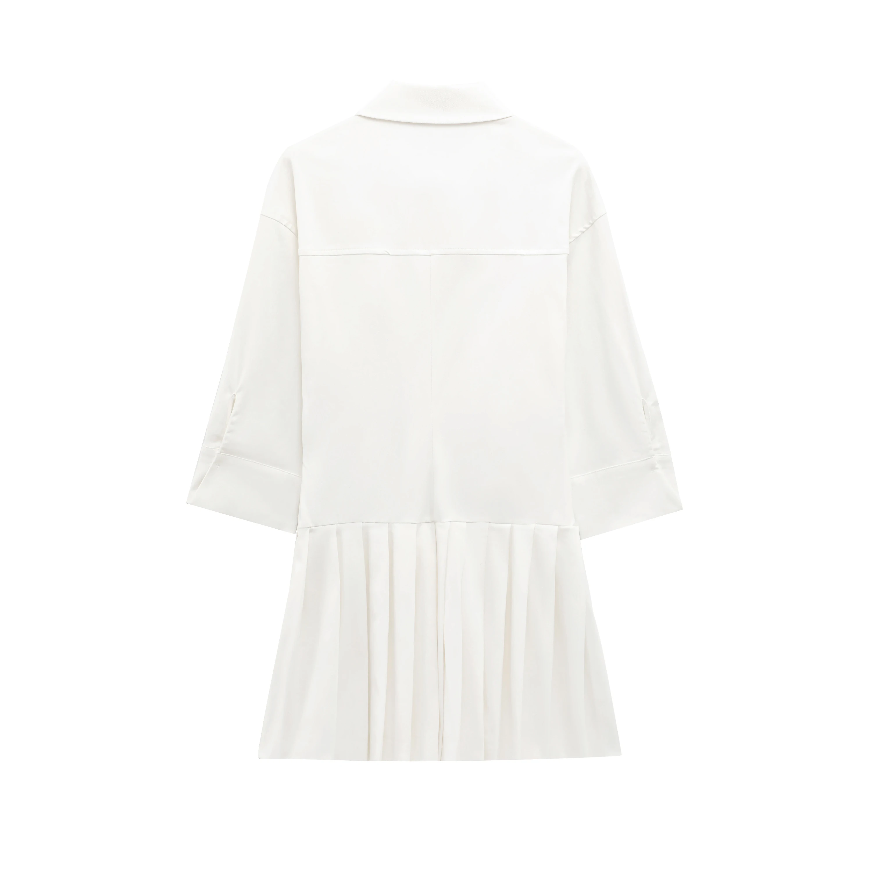 ZBZA Lente Nieuwe Dames Faion irt Sle Een Stuk Dr Polyestervezel ort Rok Zeven Sve Lengte Enkele Knop