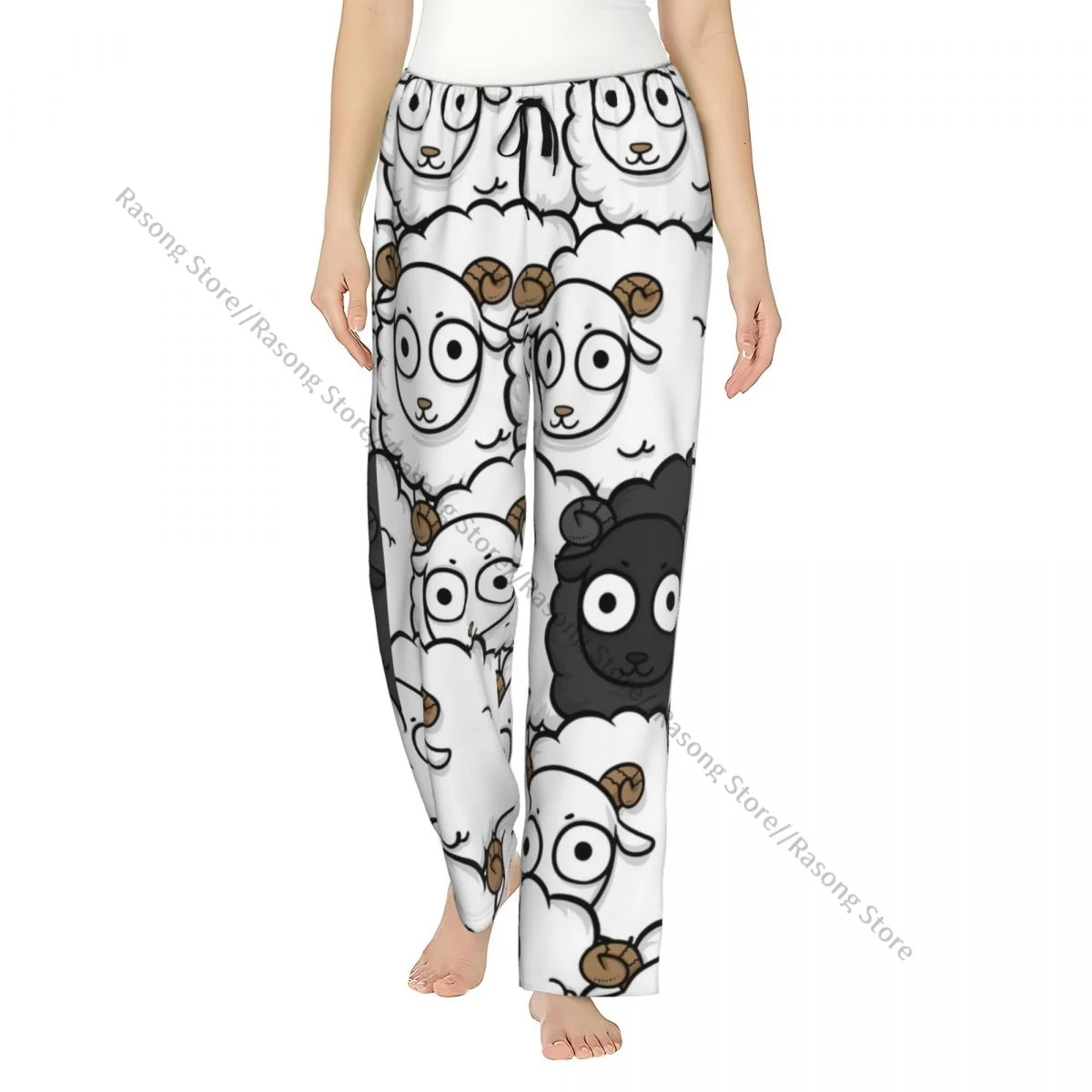 

Women Flannel Lounge Pants Soft Funny Sheep Prominent Black Sheep Pajama Pants Winter Sleepwear