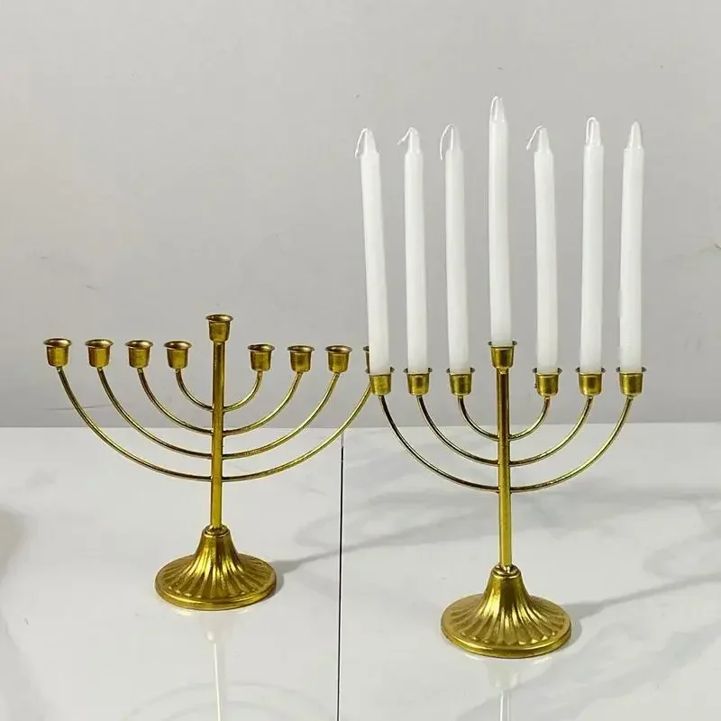 

Hanukkah Menorah 7/9 Jewish Candle Holder Detachable Hanukkah Metal Candlestick Branch Vintage Desktop Candelabra Decoration