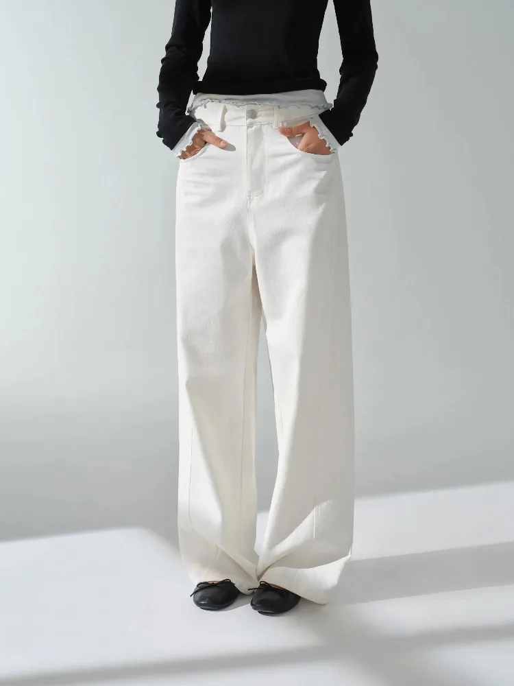 High Waist Wide Leg Pants Women Loose Casual Trousers Long Floor Length Straight Leg Versatile Elegant Outfit Office Daily Wear
