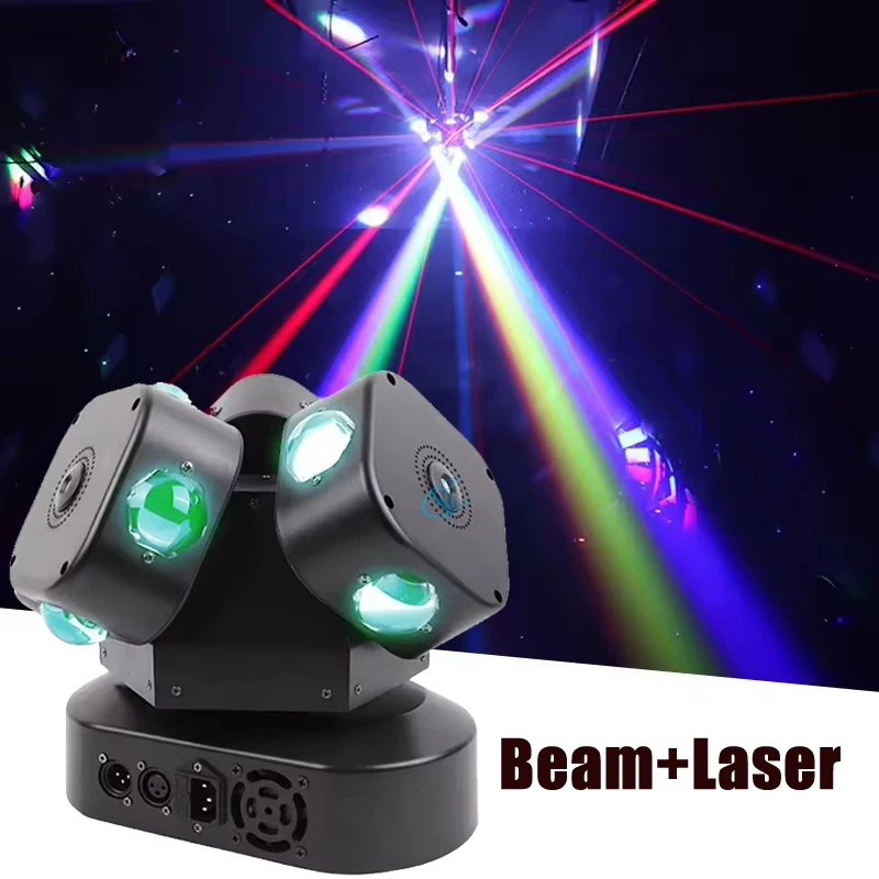 

Stage Party Light Three Head Beam Laser Strobe RGBW LED 120W Moving Head DJ Light DMX512 for Bar Club Disco