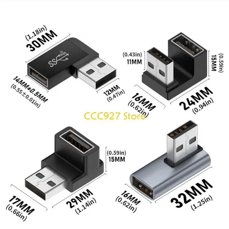 B03F USB C 90 درجة جانبية موصلات زاوية سريعة السرعة شحن محول كبل آمنة للسفر الضيق ودية