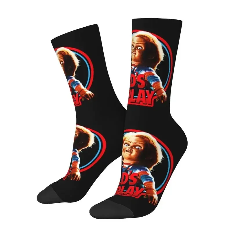 Fun Printing Child's Play Chucky Socks for Men Women Stretch Summer Autumn Winter Horror Movie Crew Socks