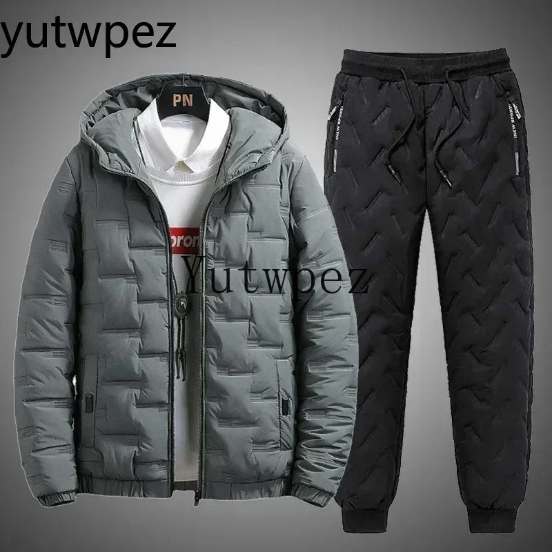 Men Men Winter 2 Piece Tracksuit Set, Warm Down Cotton Zipper Jacket + Jogger Down Pants, Outdoor Hiking Running Sports Sweat Suit - Aliexpress Deal