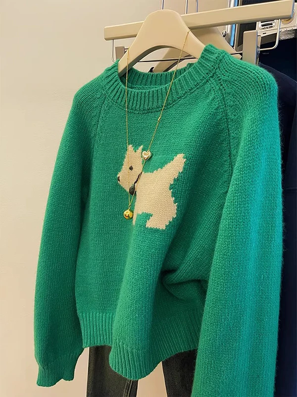 

plus Size een Dog Thiened Sweater Women's Inner Wear Outerwear Soft Cozy Overhead Knitted Top for plus Size Women