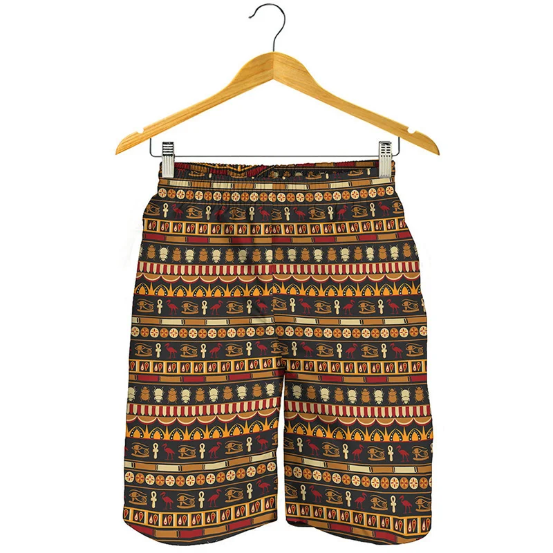 Ancient Egypt 3D Print Beach Shorts Men Egyptian Murals Graphics Surf Board Shorts Streetwear Short Pants Summer Swim Trunks