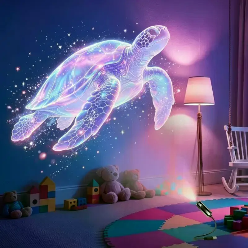 Marine Theme USB Projector Light 8 Unique Sea Patterns Adjustable Brightness for Bedroom Ceiling Nursery Decor