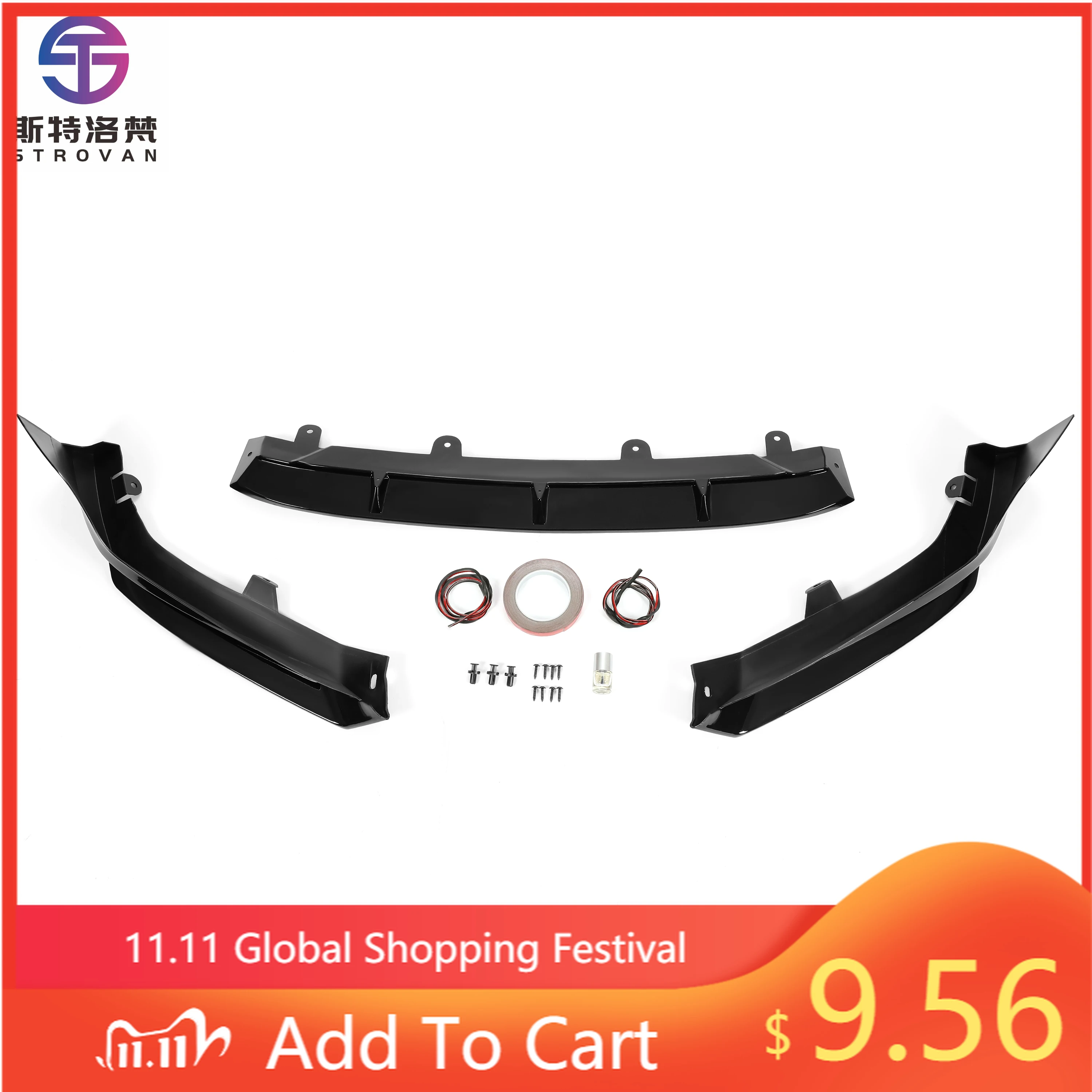 

STLF Front Bumper Lip Splitter YF Style Glossy Black for 2018 2019 2020 Hondas Accord