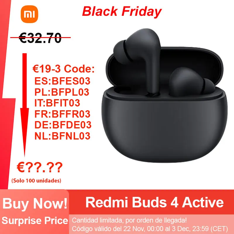 2023 new Xiaomi Redmi Buds 4 Active Wireless Bluetooth Earphone, BT 5.3 Wireless Earphone, Call Noise Cancelling, Touch Control