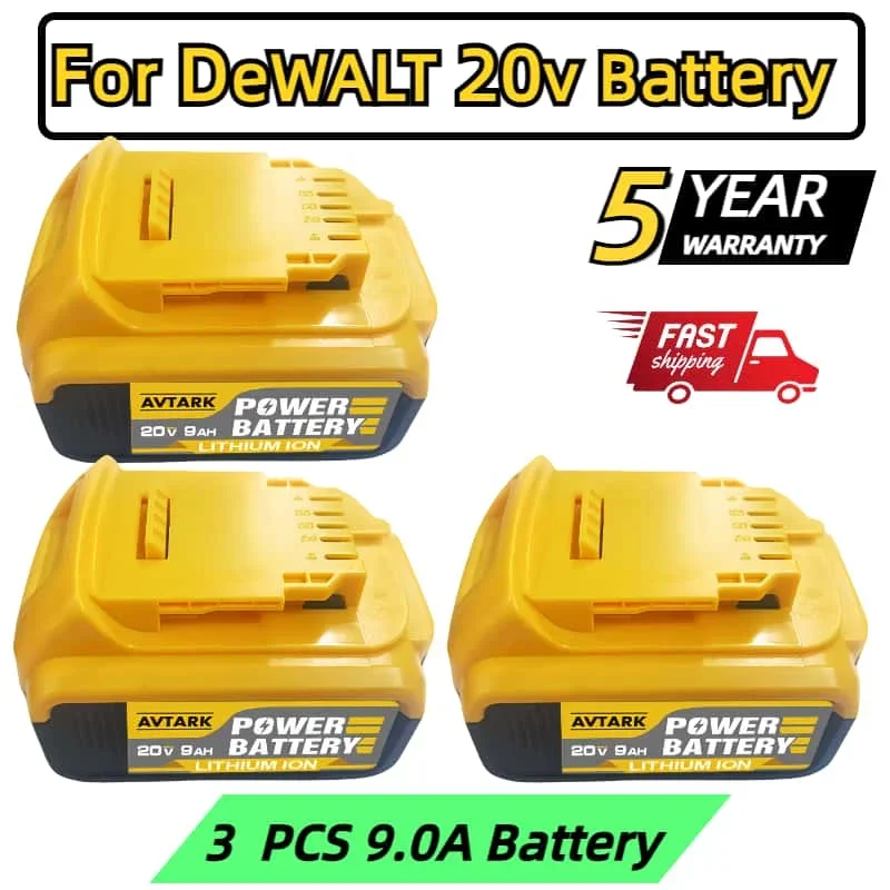 

For DeWalt 100% Original 20V 9.0Ah MAX Battery Power Tool Replacement DCB184 DCB181 DCB182 DCB200 20V 12A 8A 6A 18Volt Battery