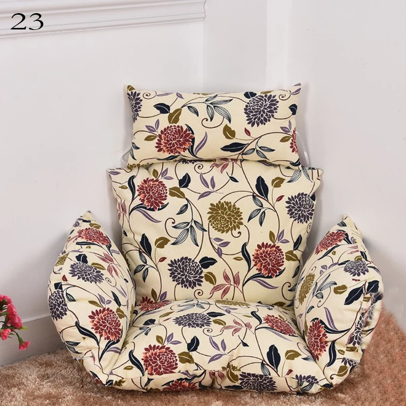 Solid Color/Floral/Stripe Hanging Swing Egg Chair Cushion Cover+ Outdoor Pillow Case (No Filling) Garden Lounger Cushion Cover