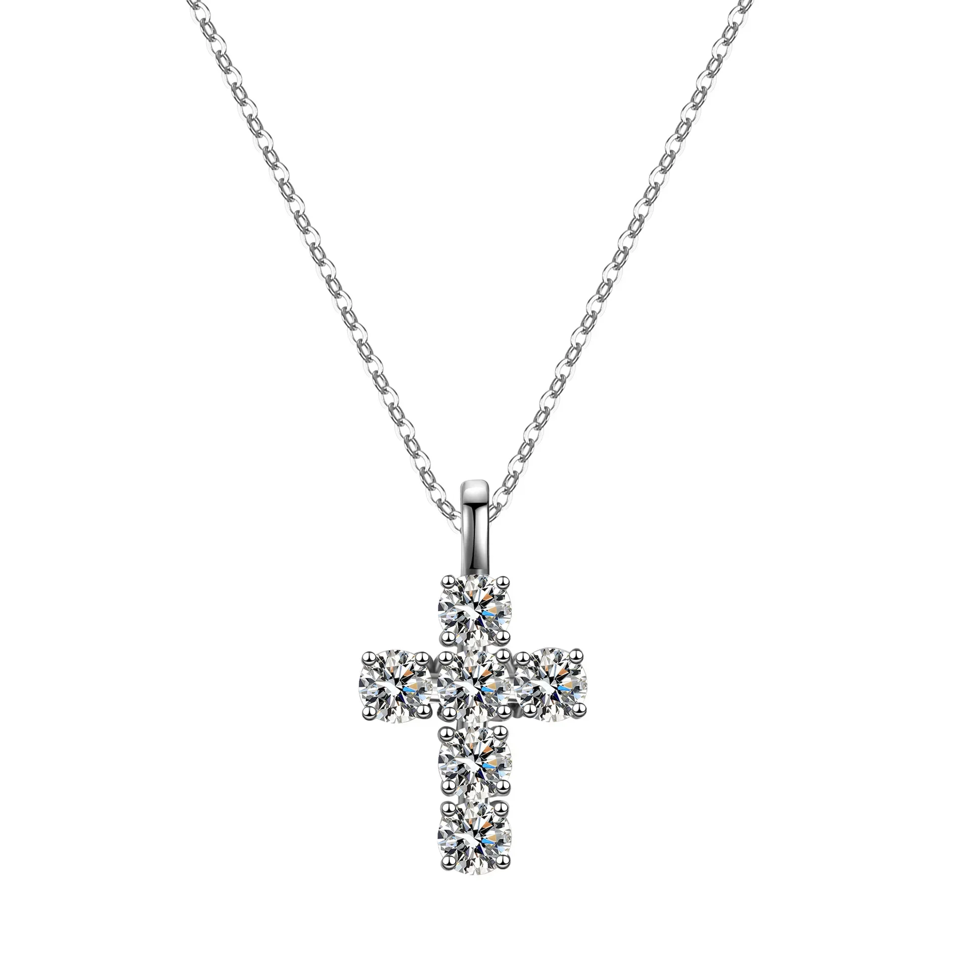 Boutique PT950 necklace pendant 3 carat Moissanite diamond female fashion cross geometry new platinum pendant clavicle chain