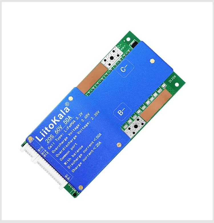 LIitoKala liflif4po4 papan pelindung baterai BMS dengan keseimbangan 64V Lithium besi fosfat 18650 LiFePO4