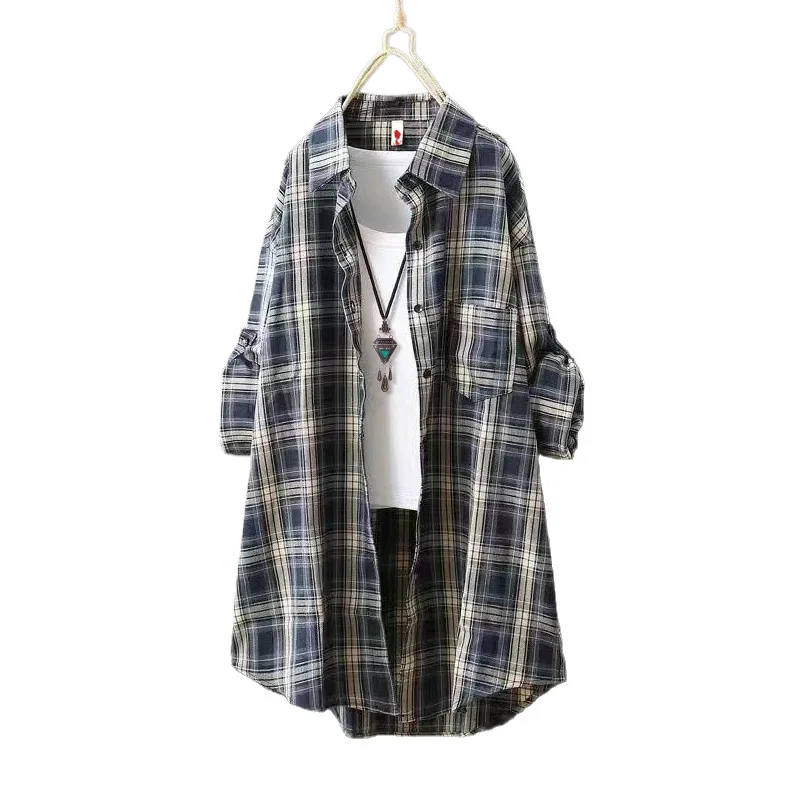 Fashion Woman 2025 Stylish Women's Shirts Women's Buttoned Shirt Summer Clothes Vintage Blouse Japanese Vintage Clothing Plaid