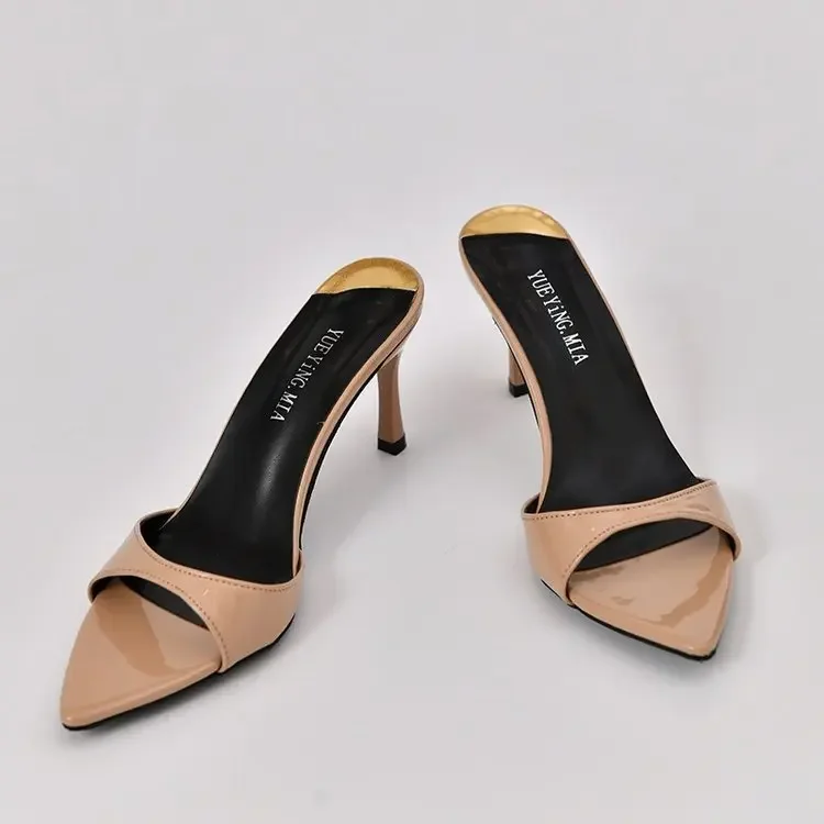 2025 Summer New Large Size Pointed Thin High Heels Slippers Women Wear A Word Fashion Sandals image 3