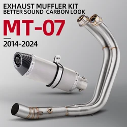 R77 Exhaust Muffler with DB Killer for YAMAHA MT07 FZ07 XSR700 Tracer 7 2014-2025 R7 2021-25 Motorcycle Full Escape System