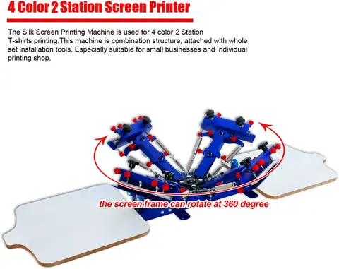 Table Type Screen Printer 4 Color 2 Station Micro-Registration Silk Screen Printing Machine T-Shirt Press Printer