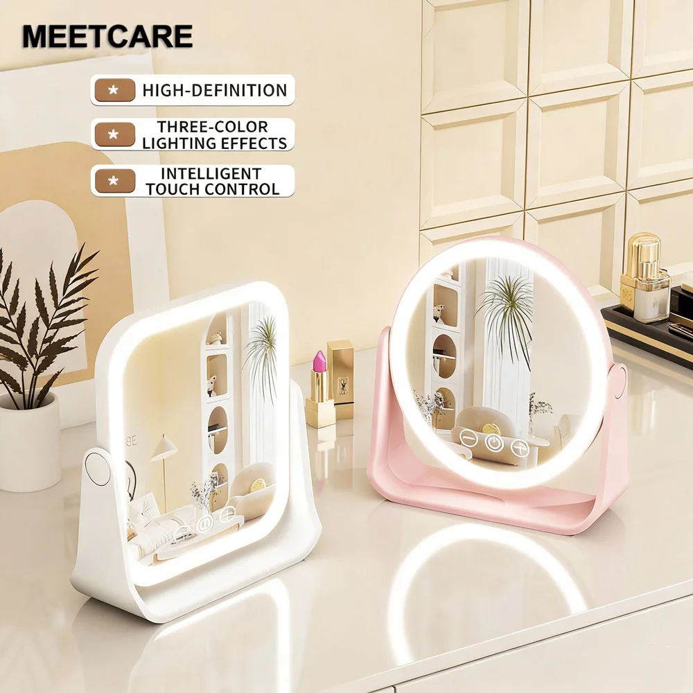 Specchio per trucco LED a 3 colori Smart Eversible Touch screen dimmerabile Specchi cosmetici Girevole elettrico Tipo C Trucco Beauty Mirro