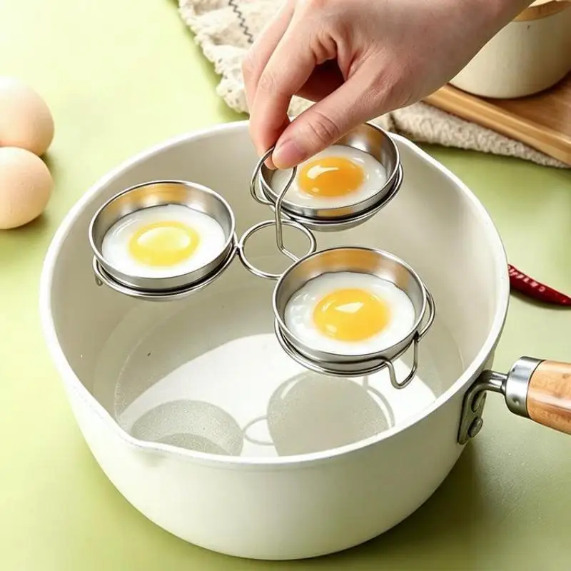 3 In 1 Egg Poacher Pan Food Grade Heat Resistant Egg Cooker Mold Portable Kitchen Tool for Outdoor Picnic Cooking