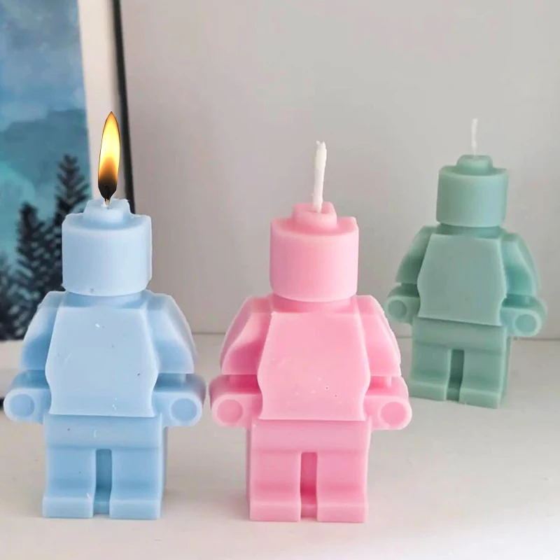 Nowy robot silikonowy blok formy do świec silikonowe formy czekoladowe kostki lodu taca DIY Cupcake Topper kreatywna dekoracja urodzinowa