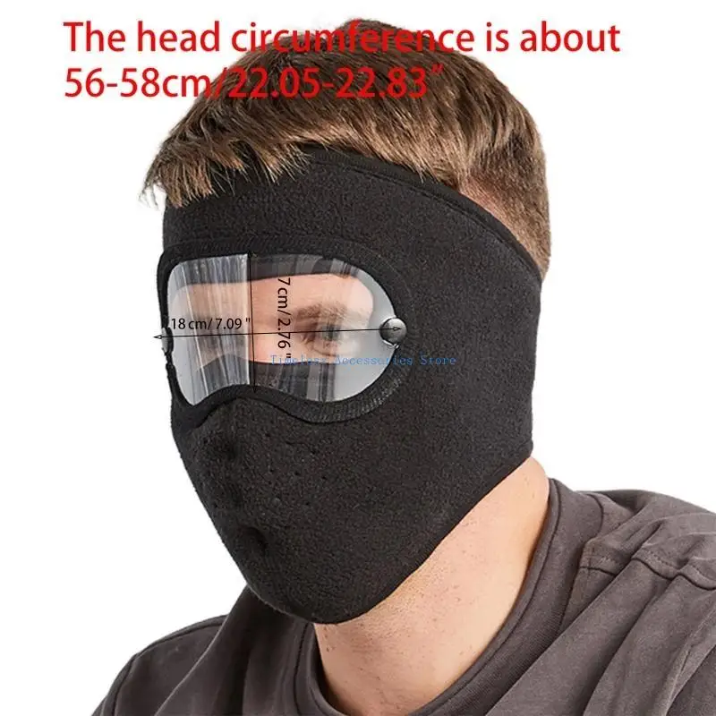 97QE unisex winter winddichte fleece volledig gezichtsmasker met anti-vog helder oogschild
