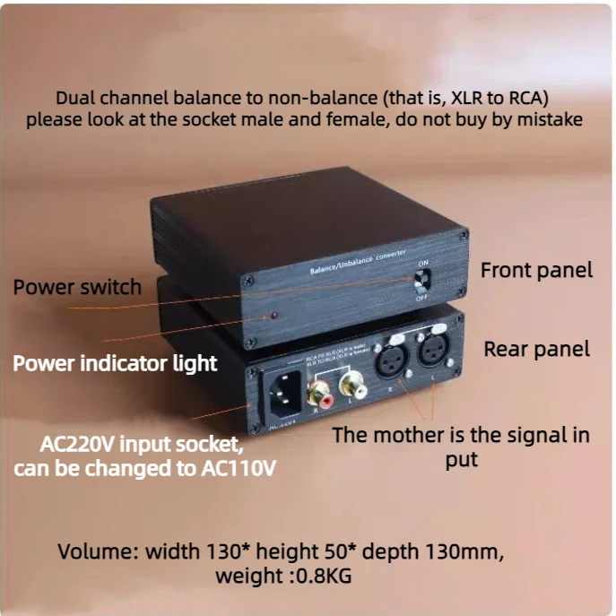 

XLR Balanced to RCA Non-balanced /RCA Non-balanced to XLR Balanced/Dedicated IC or Audio Cow Converter