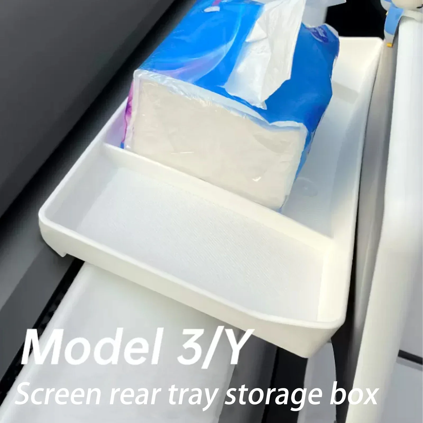 

For Tesla Y 3 Dashboard Storage behind Screen Invisible Organization Tray Tissue waterproof Storage Box Car Interior Accessories