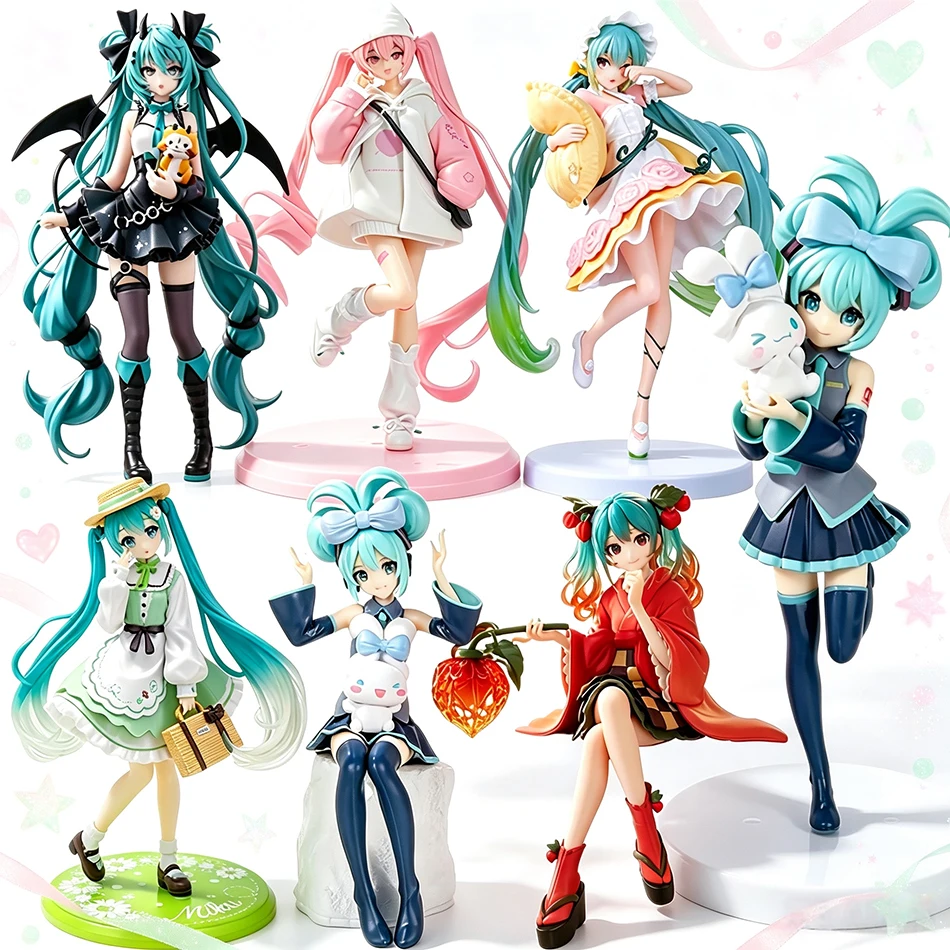 17 Stile Hatsune Miku Handgefertigte Kirsch-Hatsune-Miku Teufel-Hatsune-Miku Handgefertigtes PVC-Modell Desktop-Dekoration Animationsspielzeug Geschenk