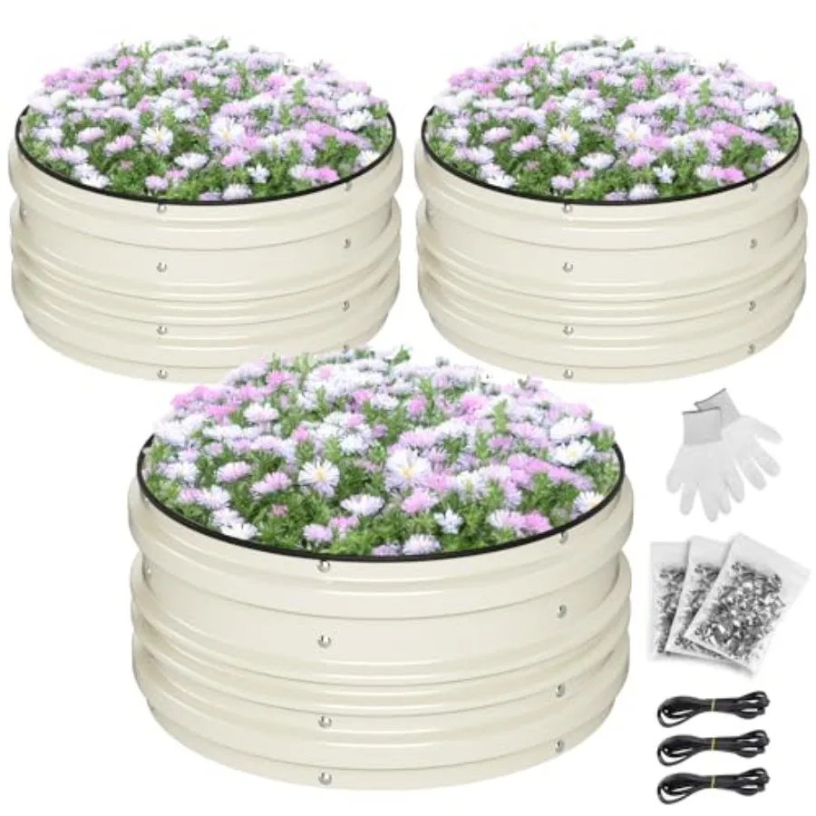 

Комплект из 3 оцинкованных грядок 2x2x1 фут (белый) с защитой от ржавчины и коррозии, простая сборка, безопасные края, идеально подходит для выращивания овощей