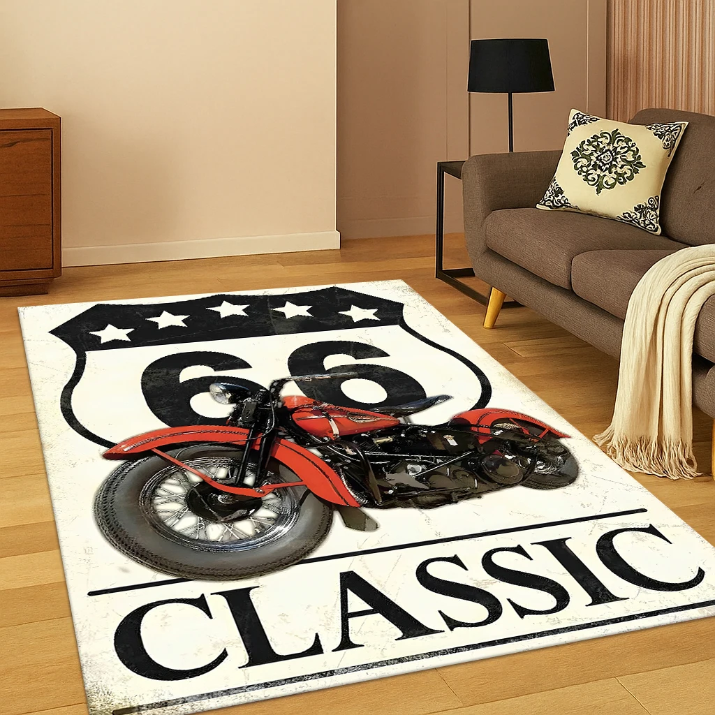 Route 66 Retro America Mother Road Carpet Rug for Living Room Sofa Home Bedroom Kitchen Doormat Decor,Playroom Non-slip Mat