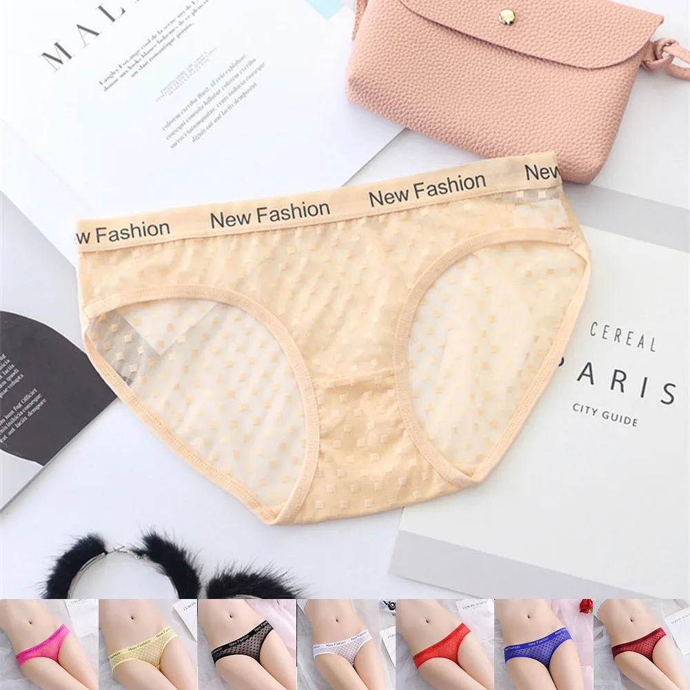 String sexy en maille transparente pour femmes, sous-vêtement à pois College, lingerie sans couture, tanga string