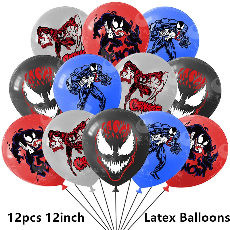 12pcs/lot 12inch Venom Latex Balloons Super Hero Theme Ballons Happy Birthday Party Decorations Boy Kids Supplies Ball Gift