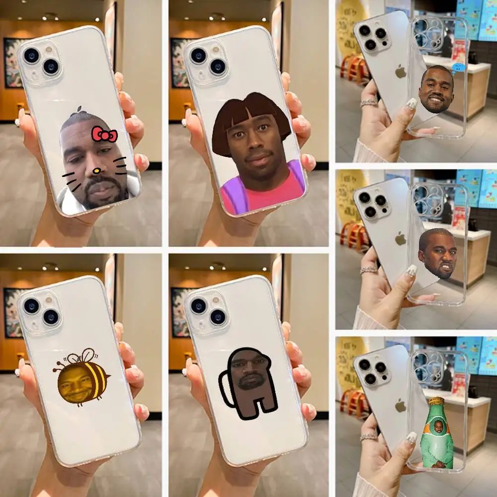 

F-Funny Singer Kanye West Ye Clear Phone Case Transparent Silicone Soft For iPhone 17 16 15 14 13 12 11 Mini Pro Max Plus