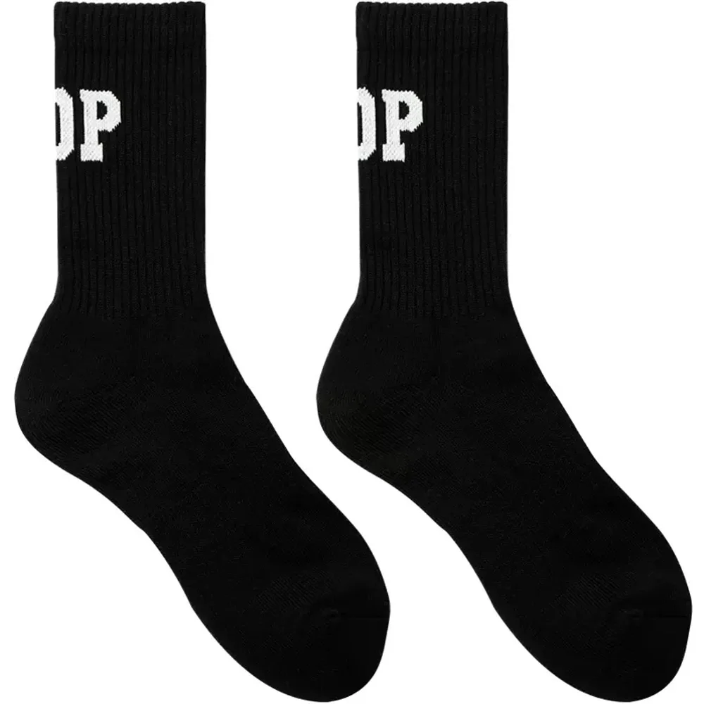 Men's White and Black TOP/BTM Sports Socks Tall Long Fitness Casual Towel Bottom Cotton Socks
